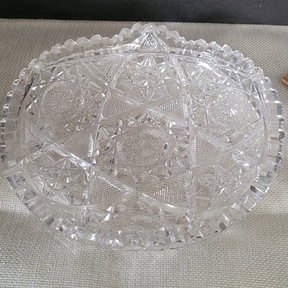 ABP Sawtooth American Brilliant Cut Glass Crystal Bowl/Candy Dish 7" - Picture 3 of 10